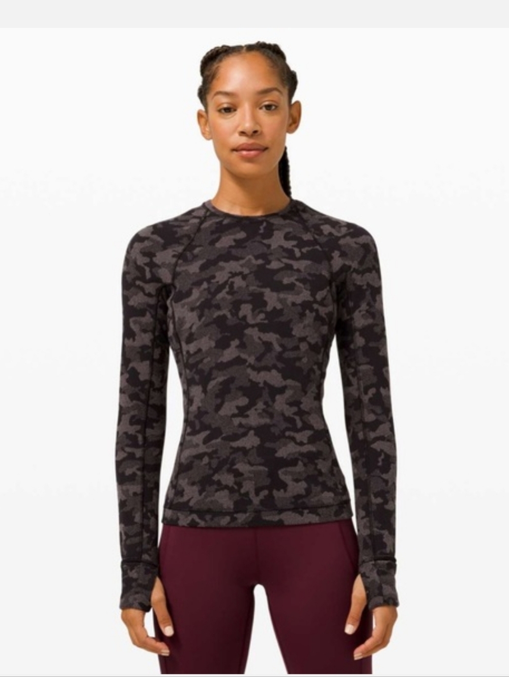 Lululemon Runderful Long Sleeve Heritage Camo Jacquard Black Lunar Rock 6